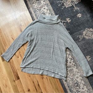 Roolee Gray White Striped Turtleneck Sweater Small